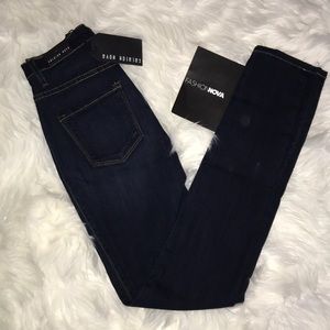 Classic High Waist Skinny Jeans - Dark